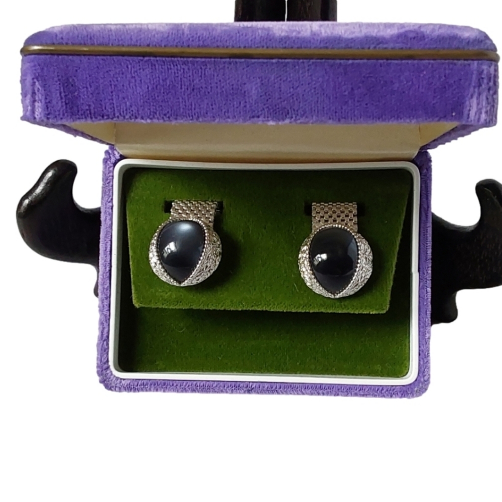SWANK VINTAGE LUXURY SAPPHIRE BLUE MEN'S CUFF LINKS